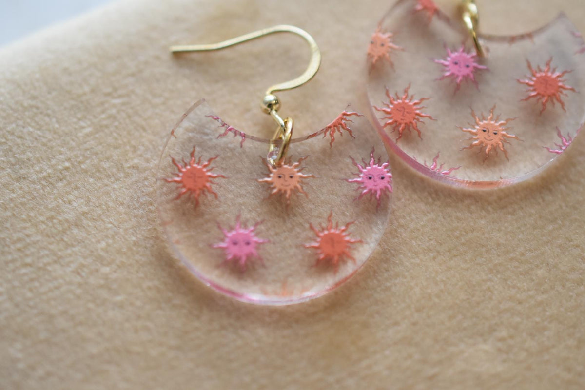 Cute Sun Boho Sunburst Earrings Acrylic