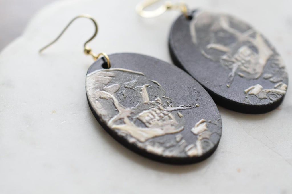 Van Gogh Skeleton Cigarette Earrings