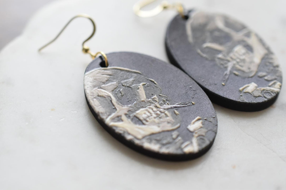 Van Gogh Skeleton Cigarette Earrings