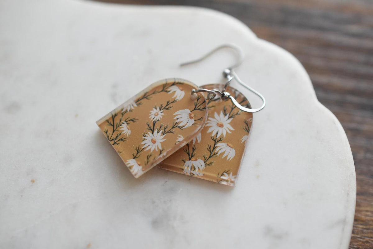 Mustard Daisy Cottagecore Earrings