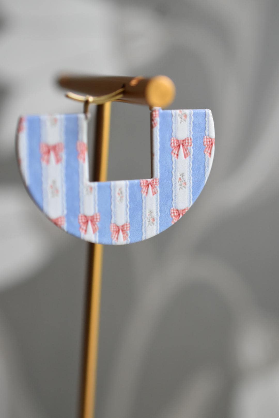 Bow Cottagecore Hoop Earrings Gingham