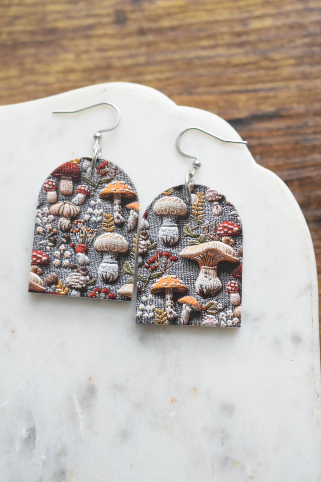 Cottagecore Mushroom Forest Acrylic Earrings