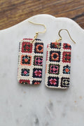Granny Square Earrings Crochet Pattern Dangles