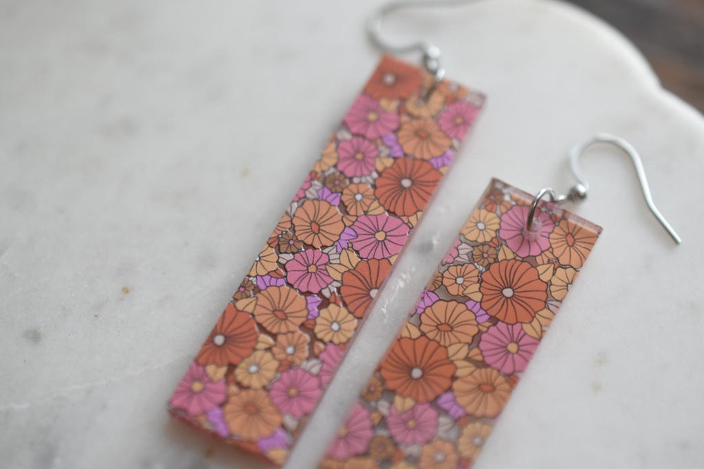 Retro 70s Floral Groovy Floral Earrings