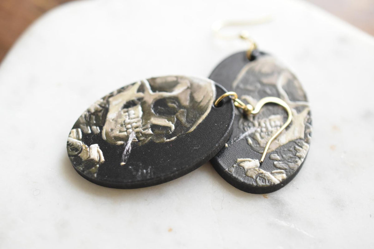 Van Gogh Skeleton Cigarette Earrings