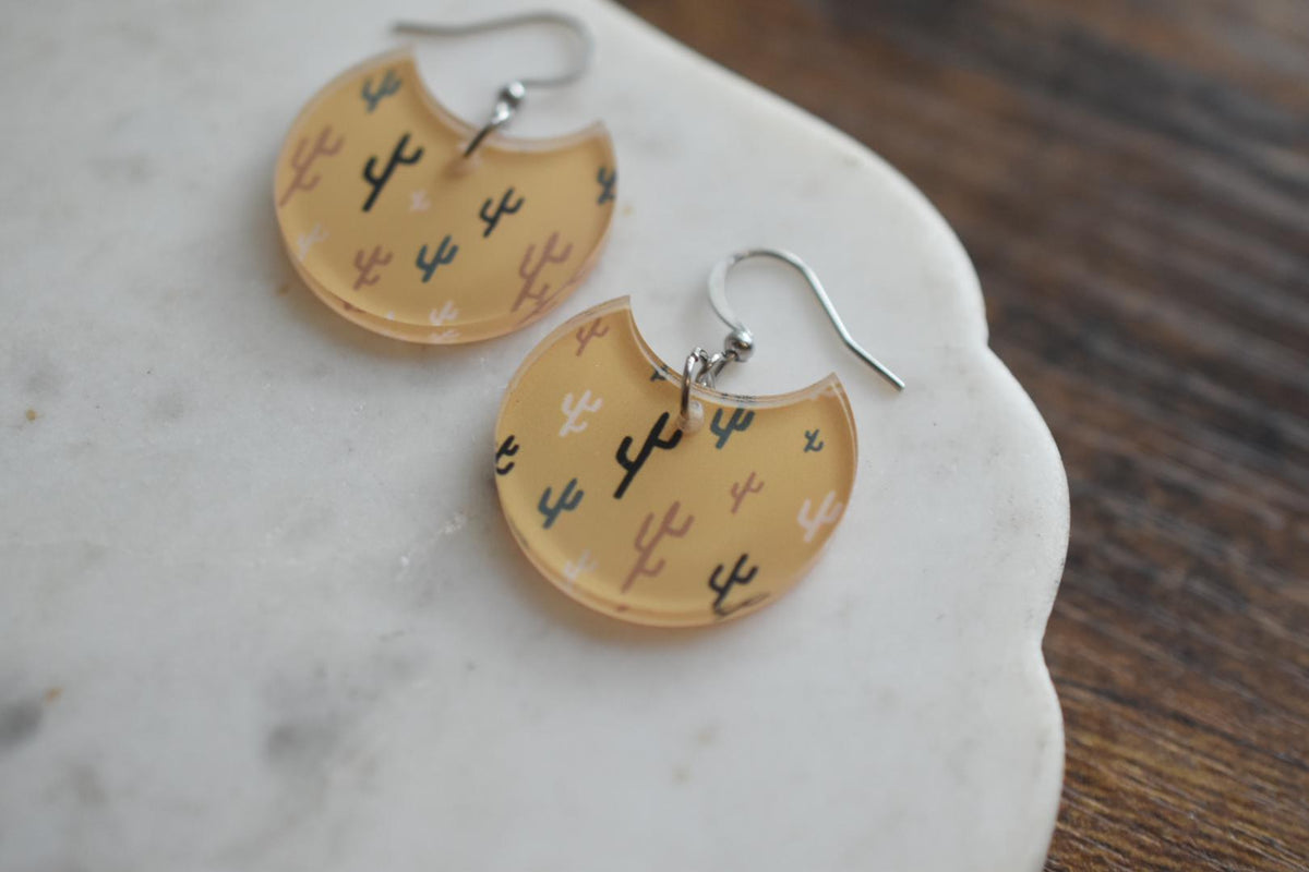 Boho Cactus Western Desert Earrings