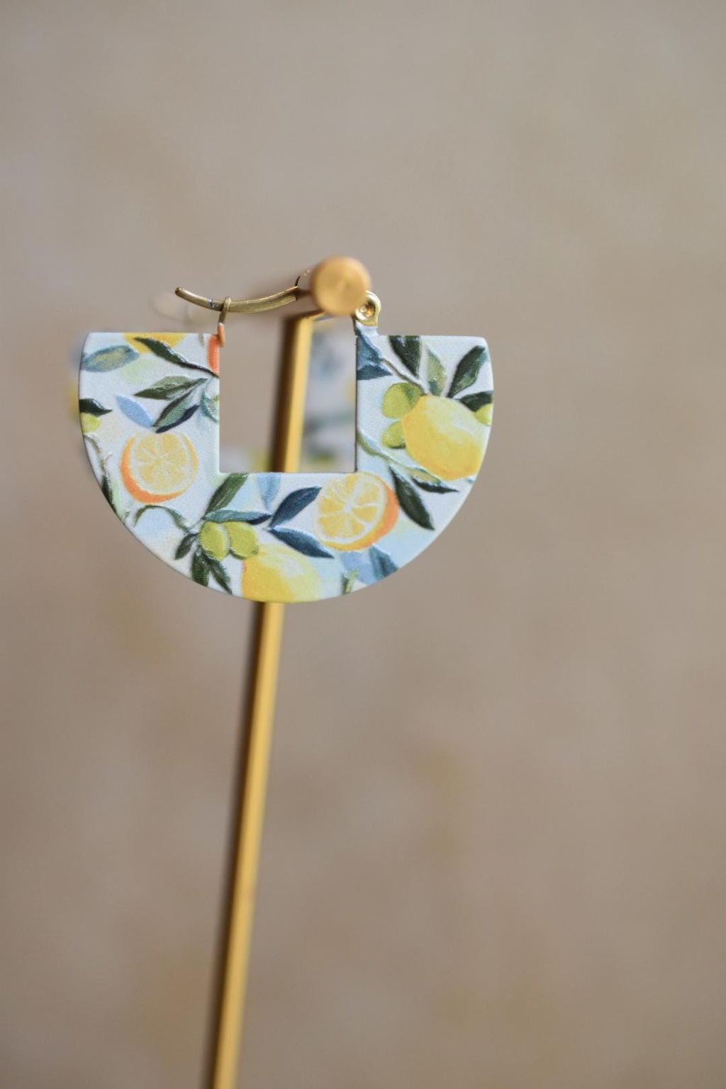 Lemon Hoop Earrings Mediterranean Summer