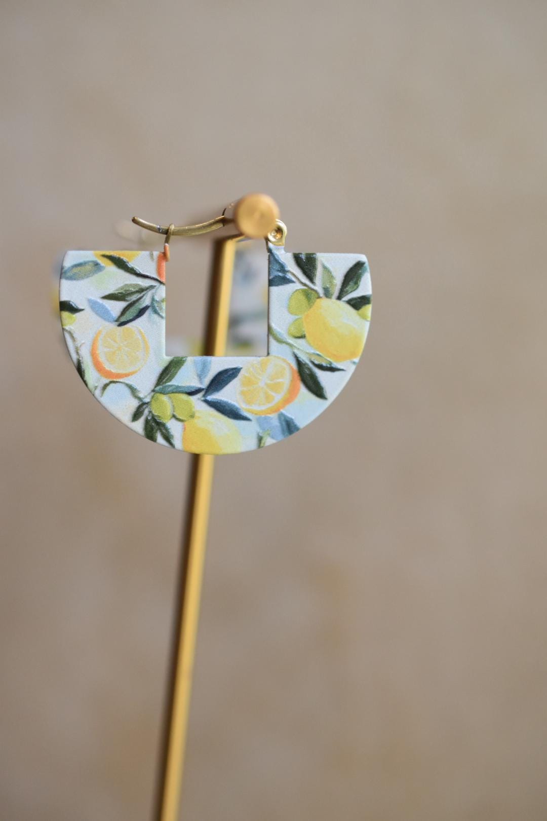 Lemon Hoop Earrings Mediterranean Summer