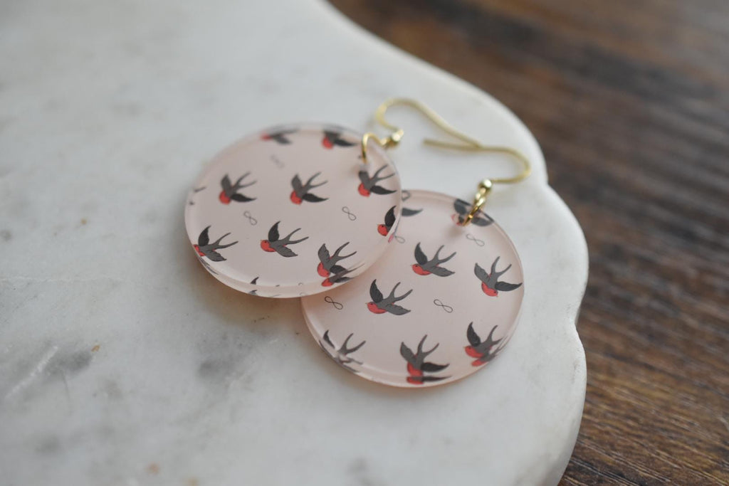 Vintage Swallow Tattoo Earrings