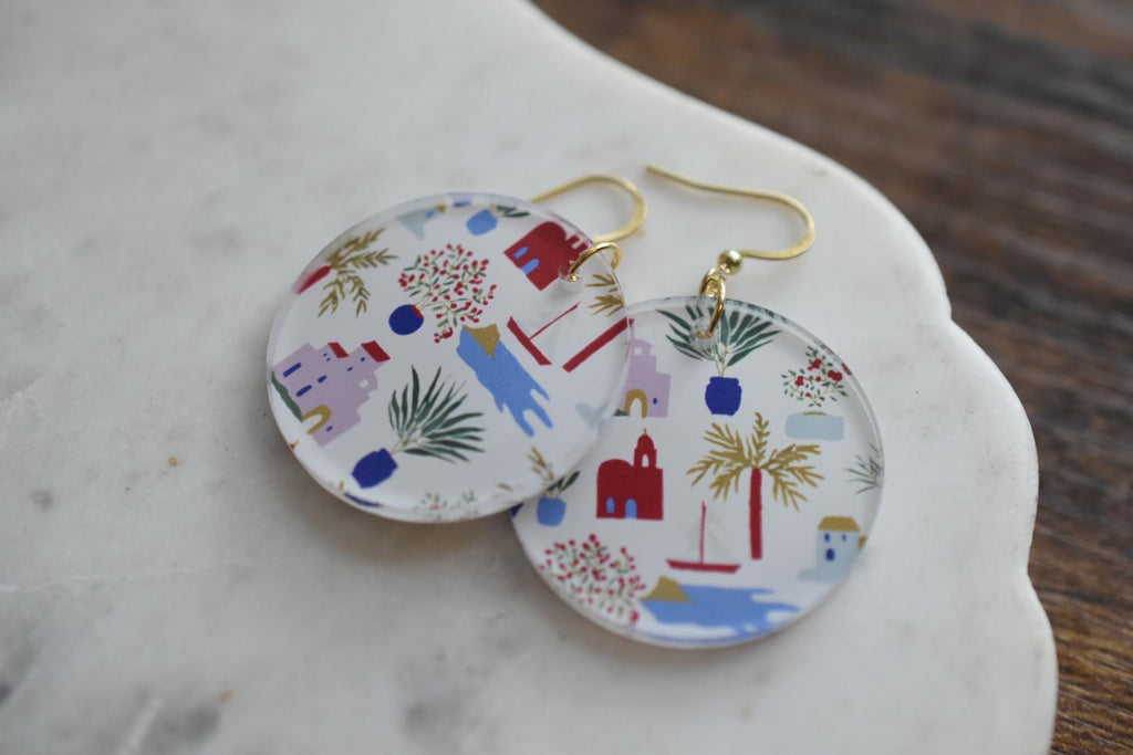 Mediterranean Coastal Earrings Greek Island