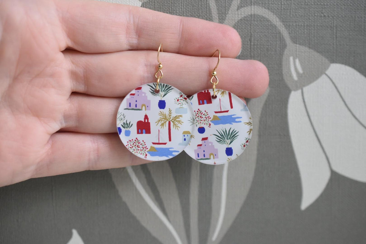 Mediterranean Coastal Earrings Greek Island