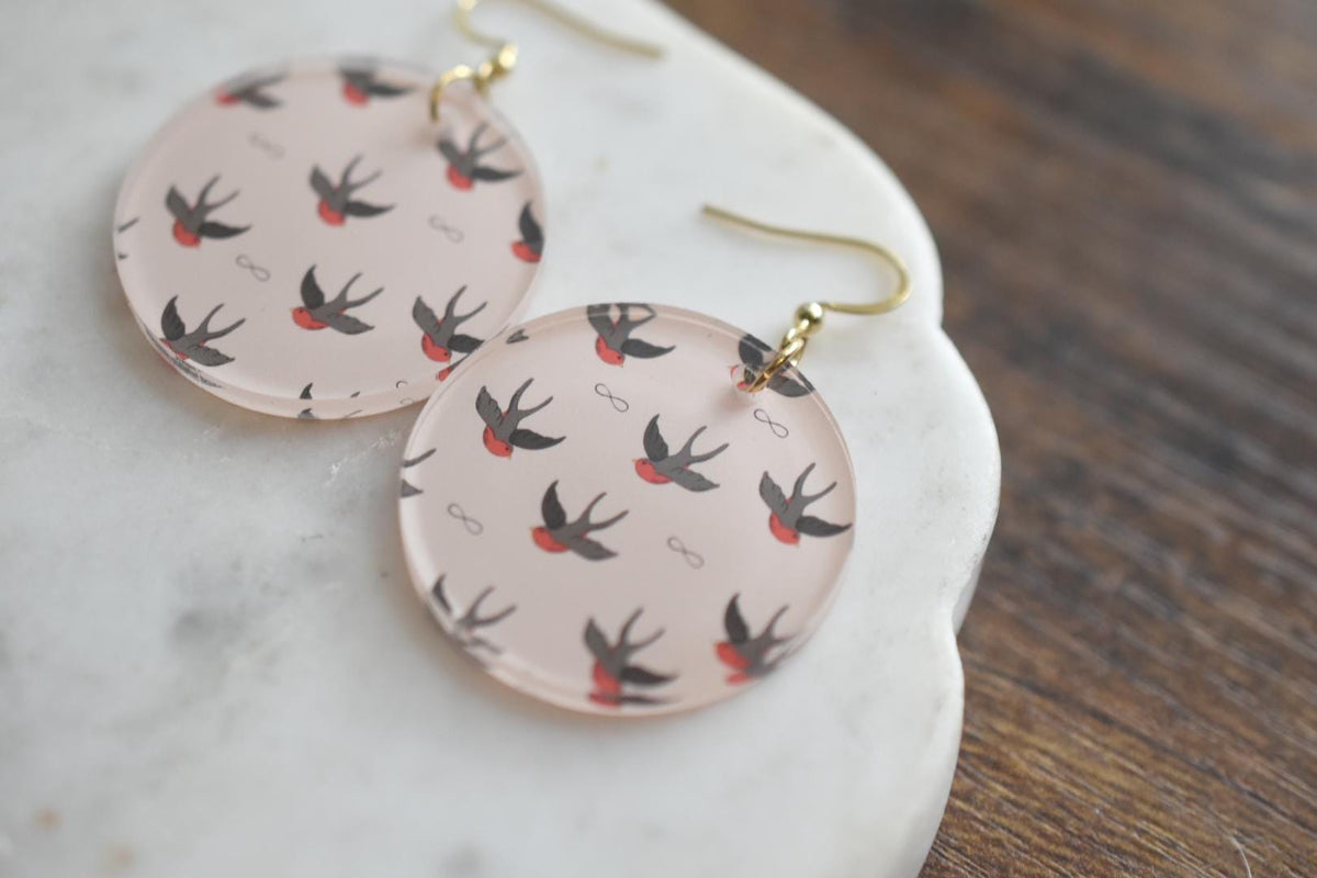 Vintage Swallow Tattoo Earrings