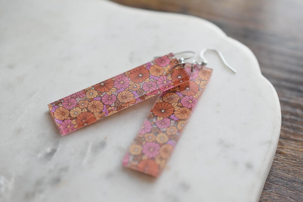 Retro 70s Floral Groovy Floral Earrings