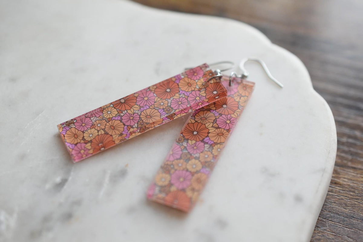 Retro 70s Floral Groovy Floral Earrings