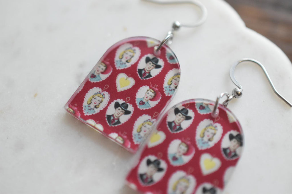 Vintage Western Kitschy Cowgirl Earrings