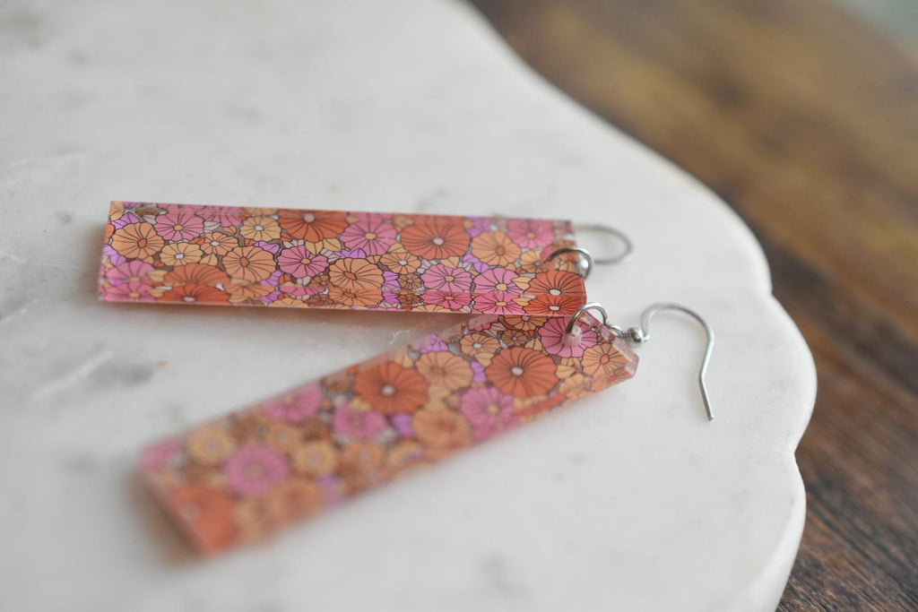 Retro 70s Floral Groovy Floral Earrings