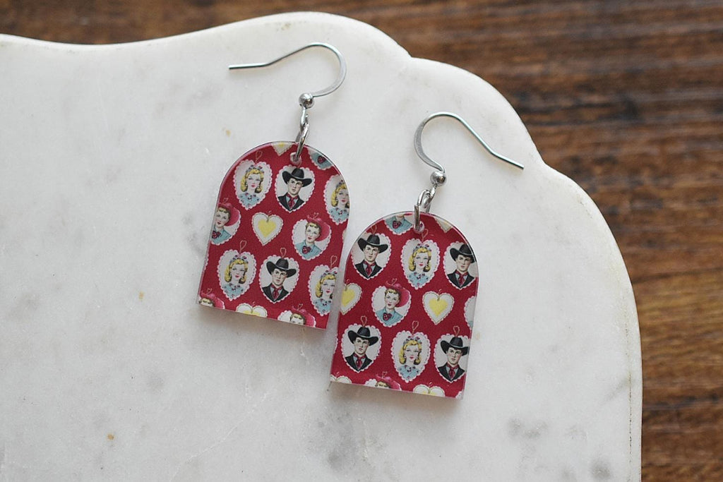 Vintage Western Kitschy Cowgirl Earrings