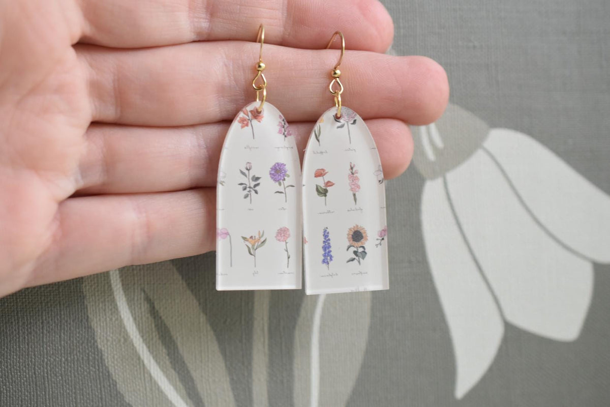 Vintage Floral Wildflower Earrings Acrylic