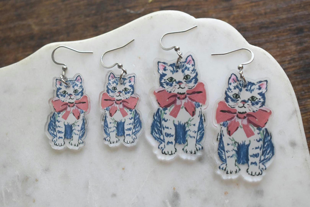 Cute Cat Whimsical Vintage Earrings