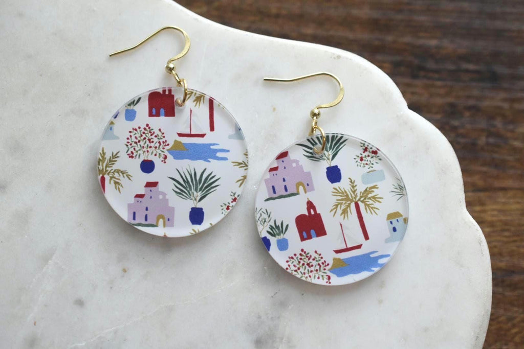 Mediterranean Coastal Earrings Greek Island