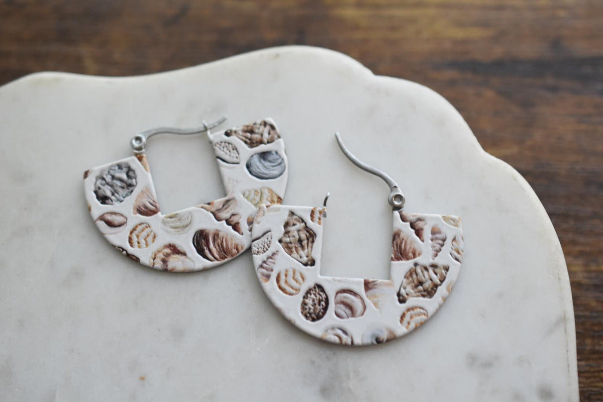 Seashell Hoop Earring Costal Pattern Jewelry
