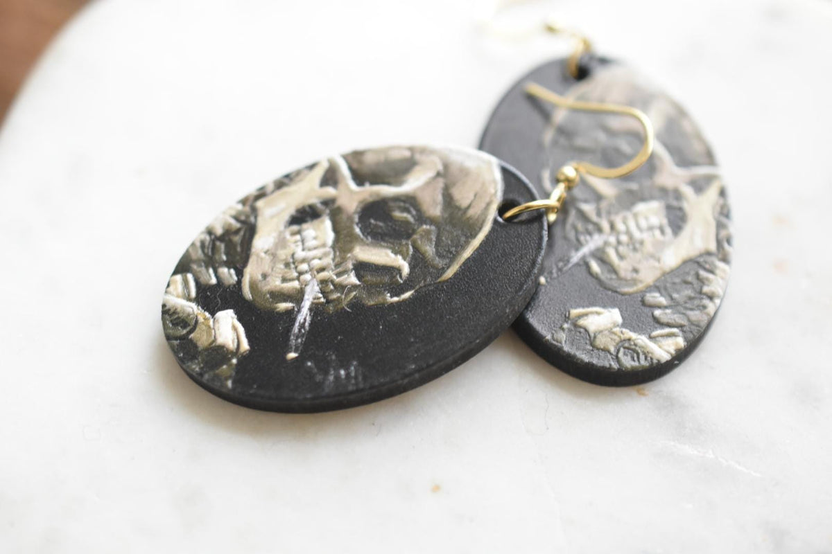 Van Gogh Skeleton Cigarette Earrings