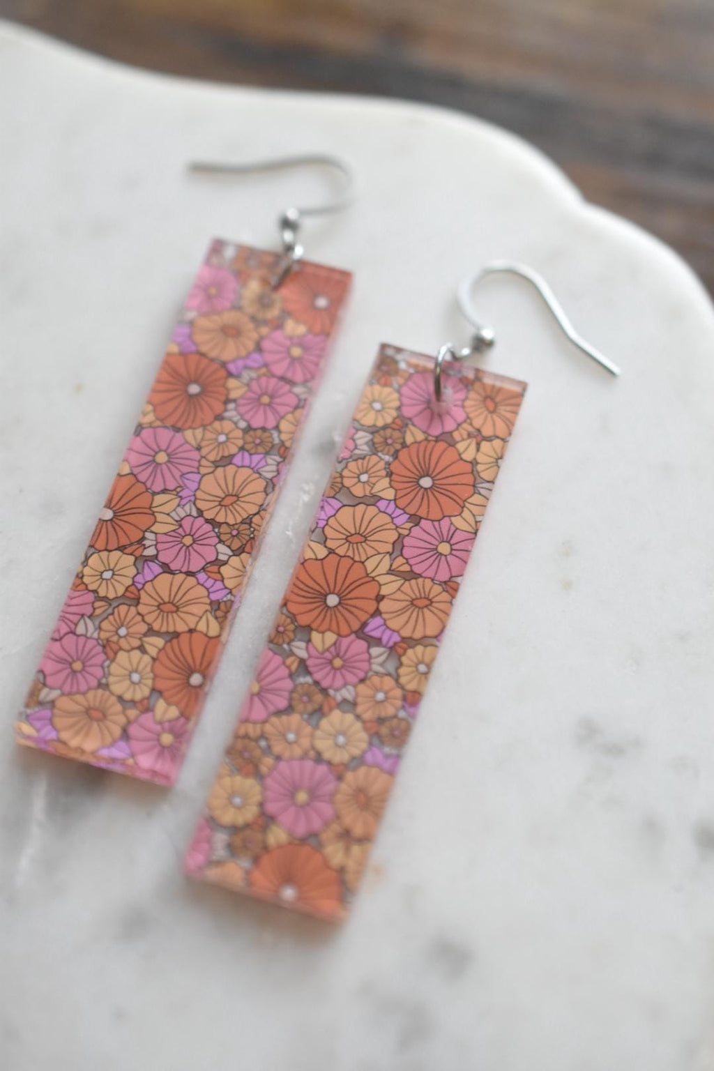 Retro 70s Floral Groovy Floral Earrings