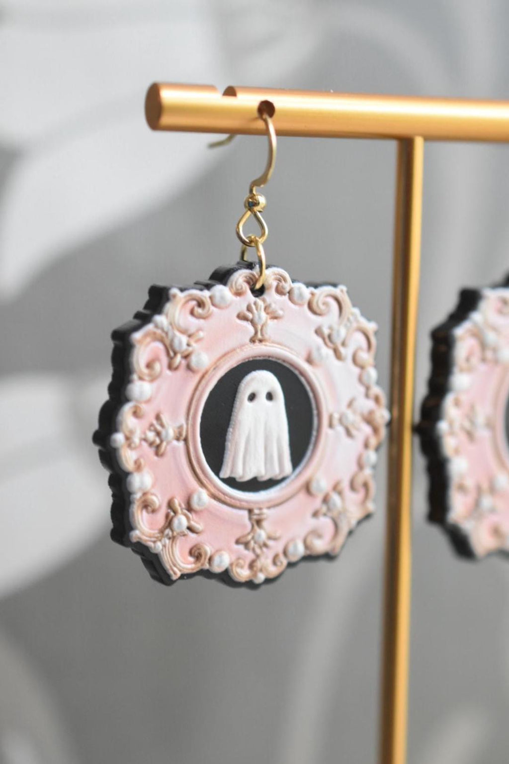 Vintage Framed Ghost Halloween Earrings