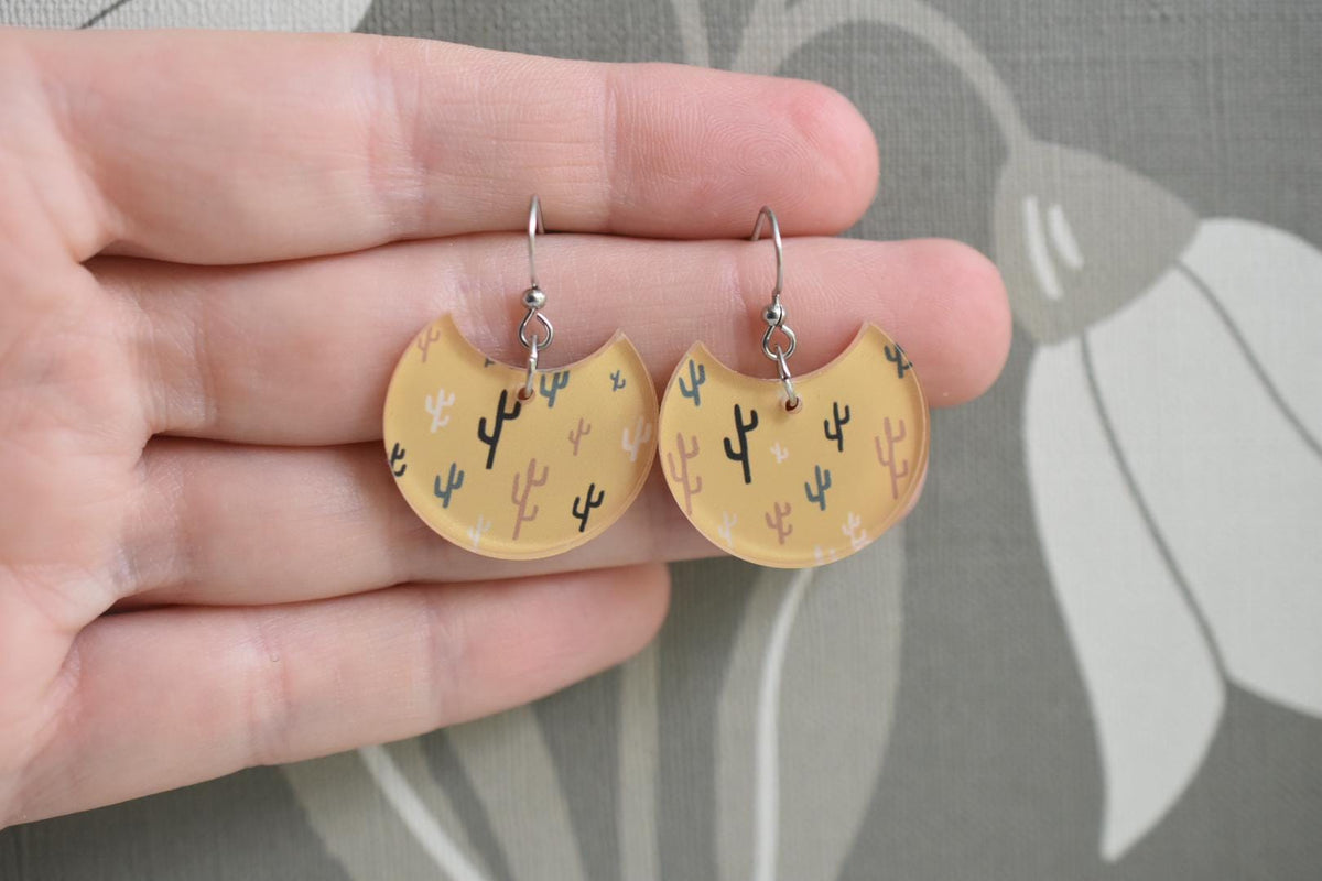 Boho Cactus Western Desert Earrings