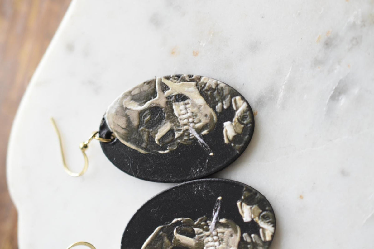 Van Gogh Skeleton Cigarette Earrings