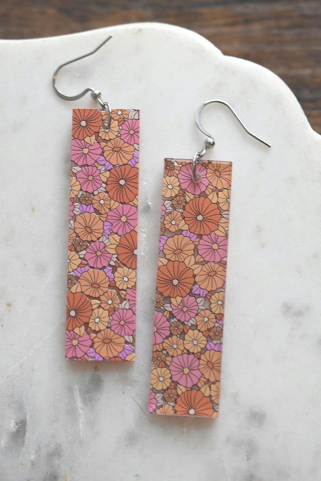 Retro 70s Floral Groovy Floral Earrings