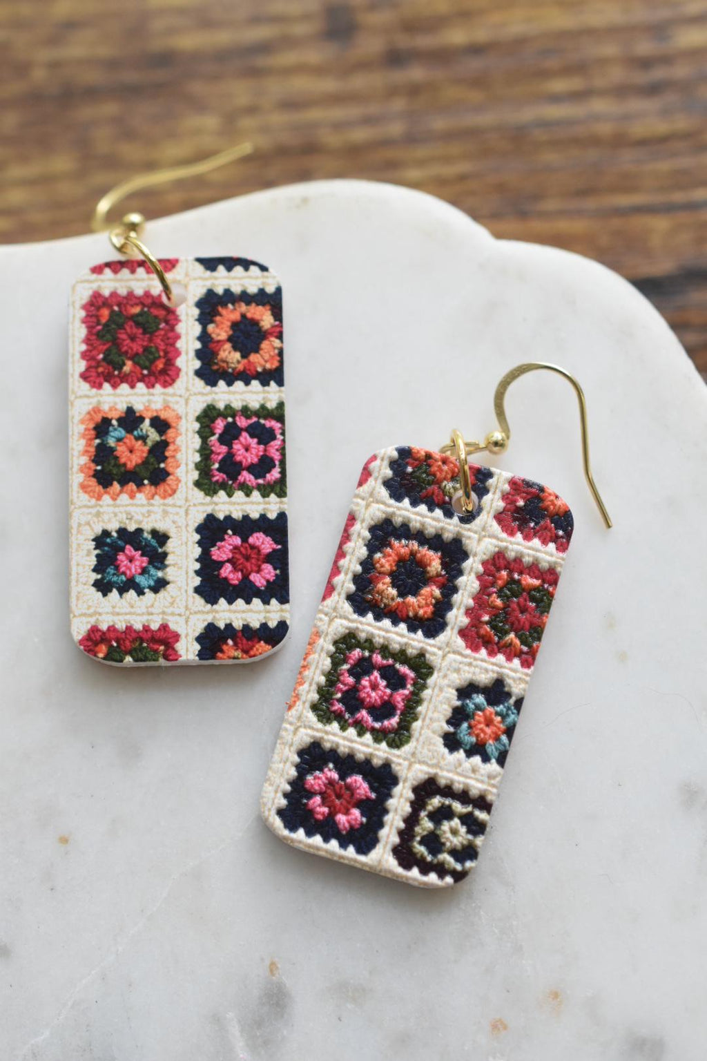 Granny Square Earrings Crochet Pattern Dangles