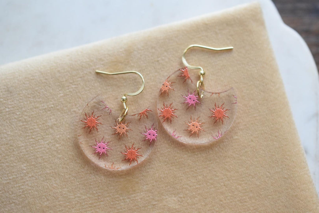 Cute Sun Boho Sunburst Earrings Acrylic