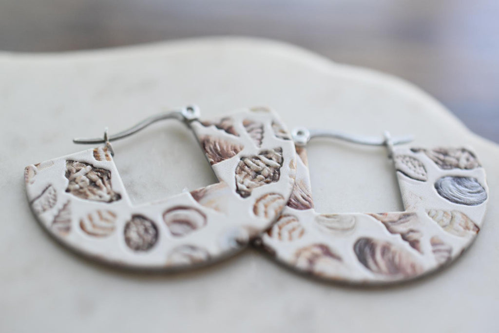 Seashell Hoop Earring Costal Pattern Jewelry