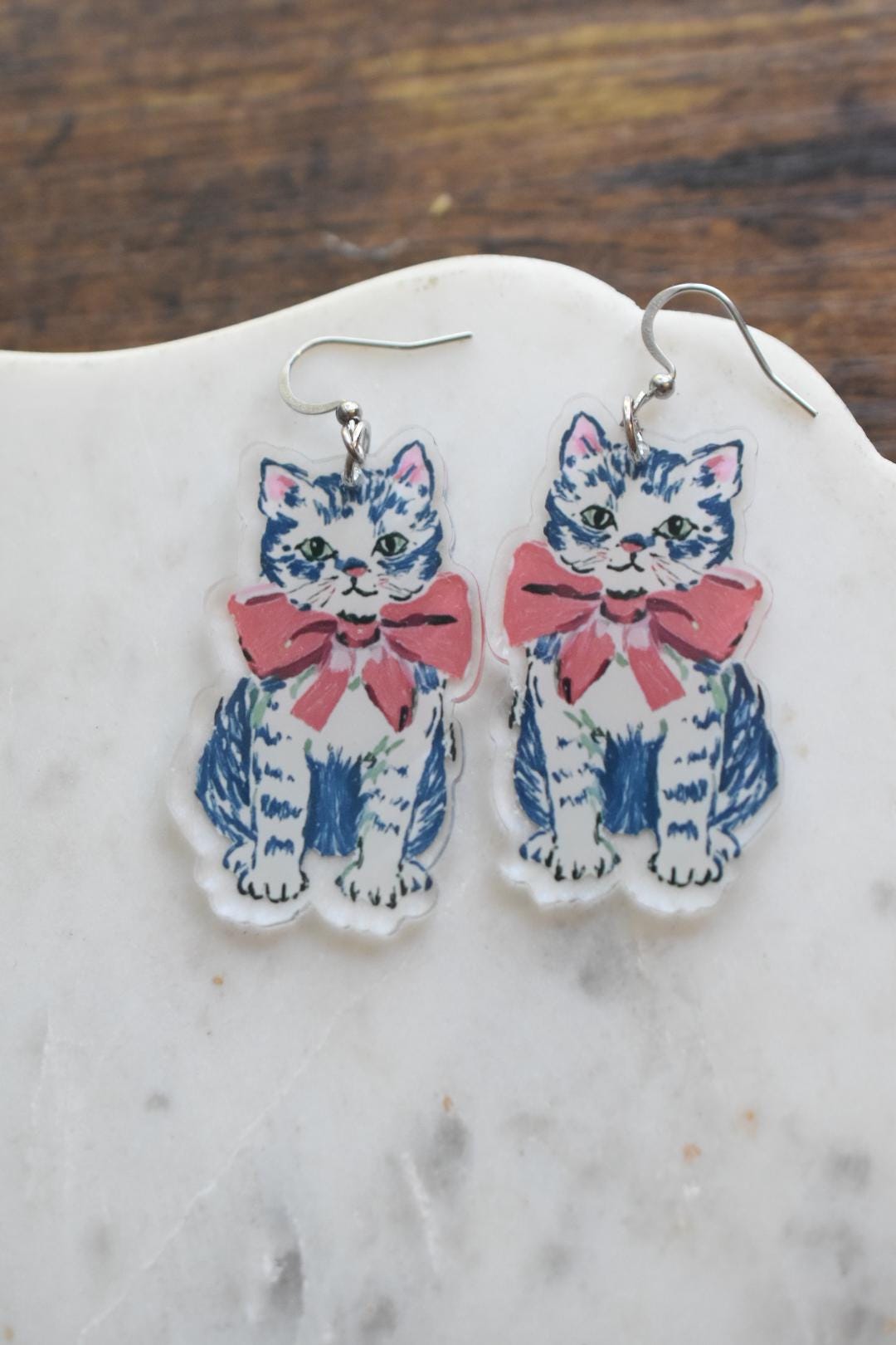 Cute Cat Whimsical Vintage Earrings