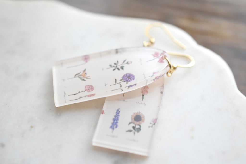 Vintage Floral Wildflower Earrings Acrylic