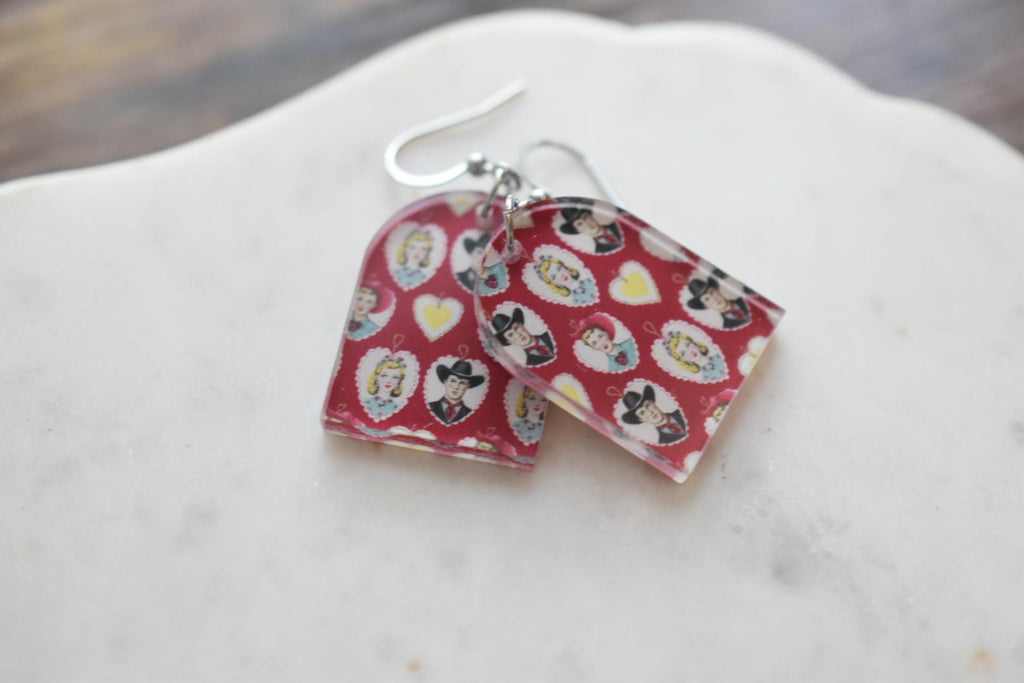 Vintage Western Kitschy Cowgirl Earrings