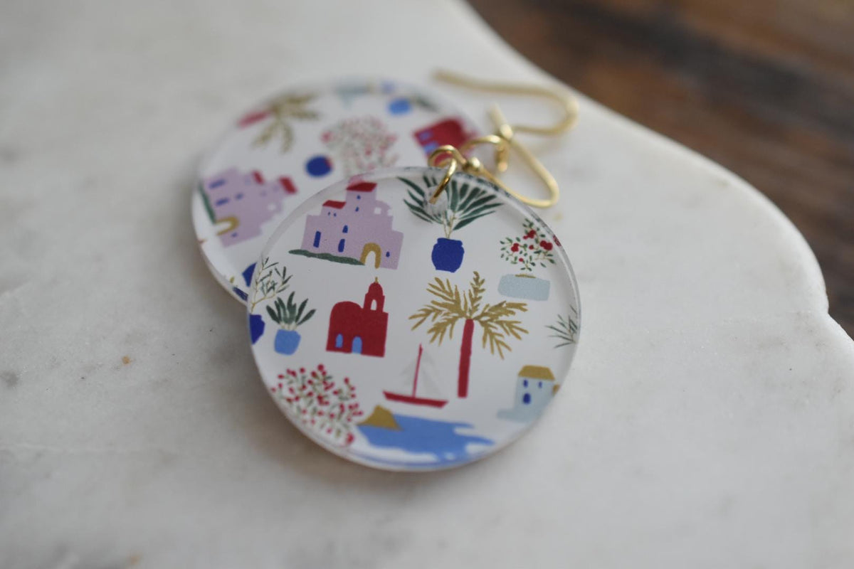 Mediterranean Coastal Earrings Greek Island