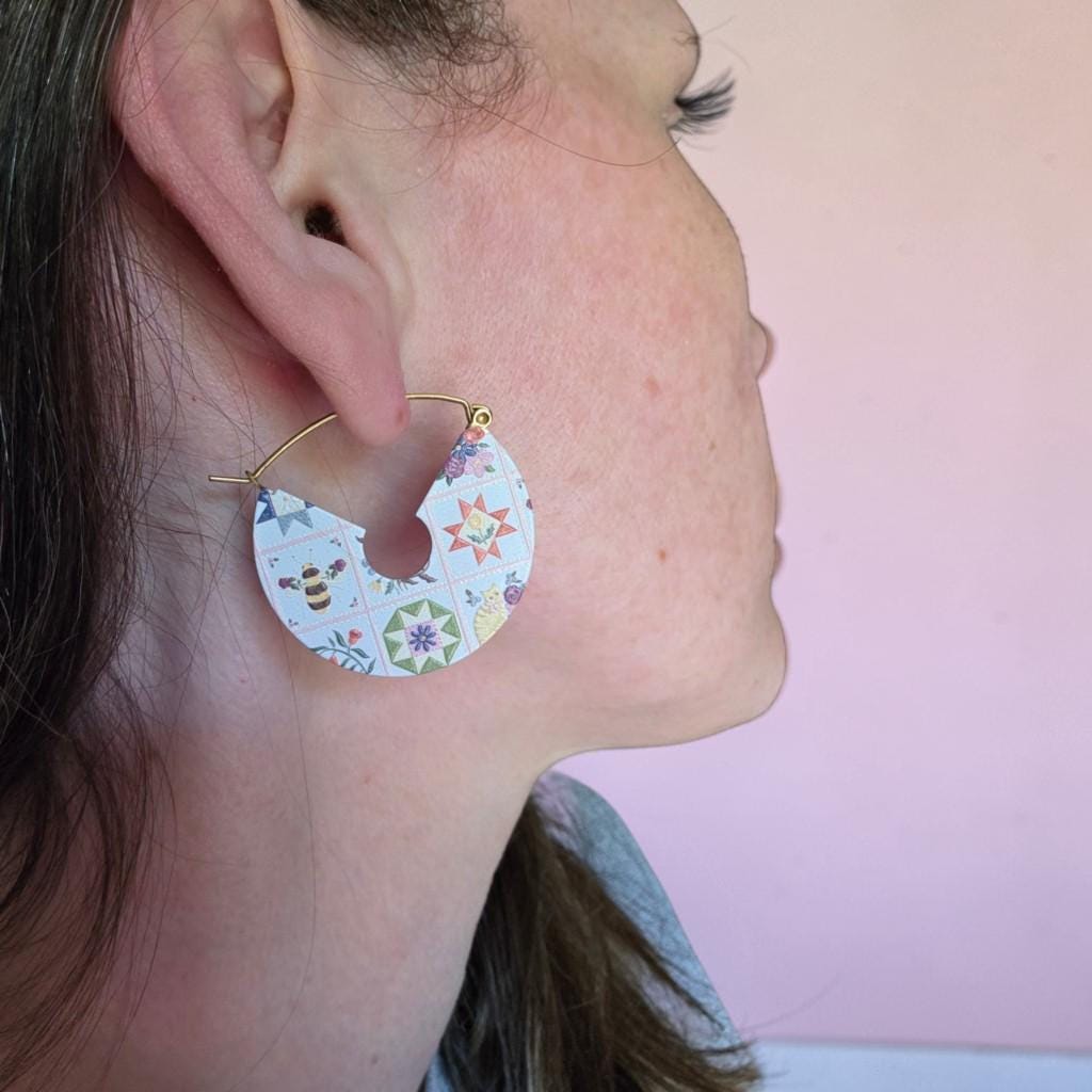 Swallow Bird Hoop Earrings Textured