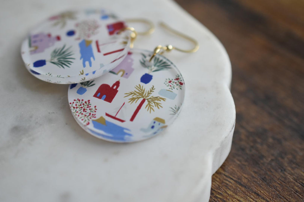 Mediterranean Coastal Earrings Greek Island