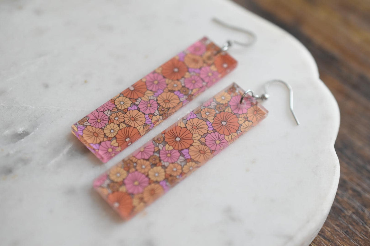 Retro 70s Floral Groovy Floral Earrings
