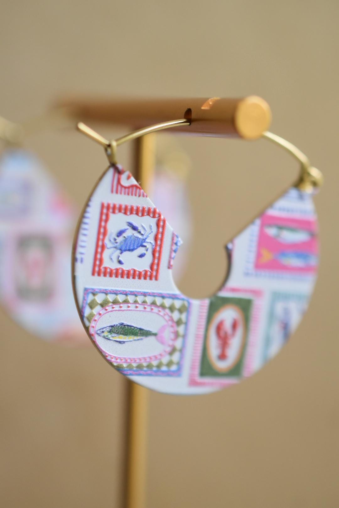 Embroidered Effect Seafood Coastal Earrings