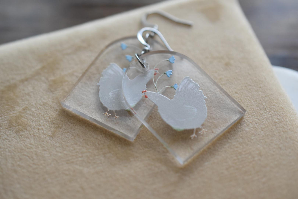 Whimsical Chicken Cottagecore Earrings