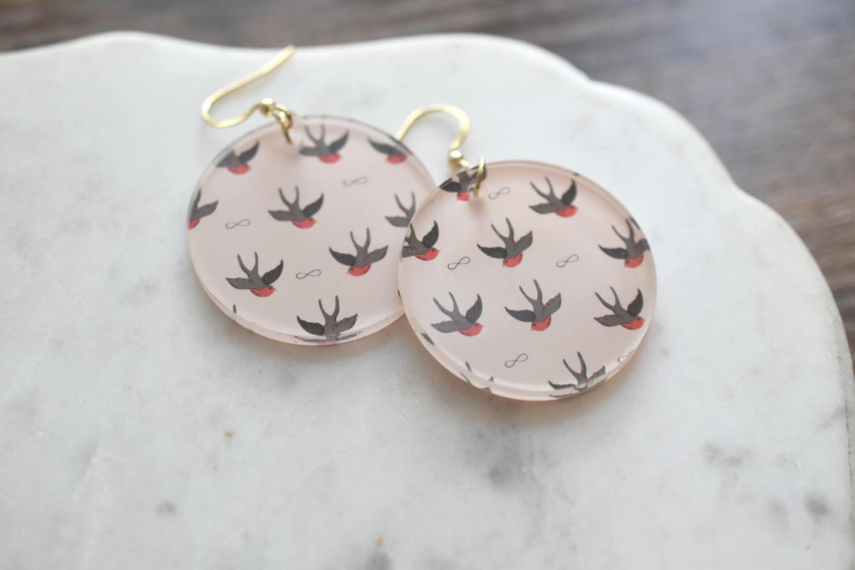 Vintage Swallow Tattoo Earrings