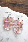 Retro 70s Peace Sign Earrings Rainbow Boho
