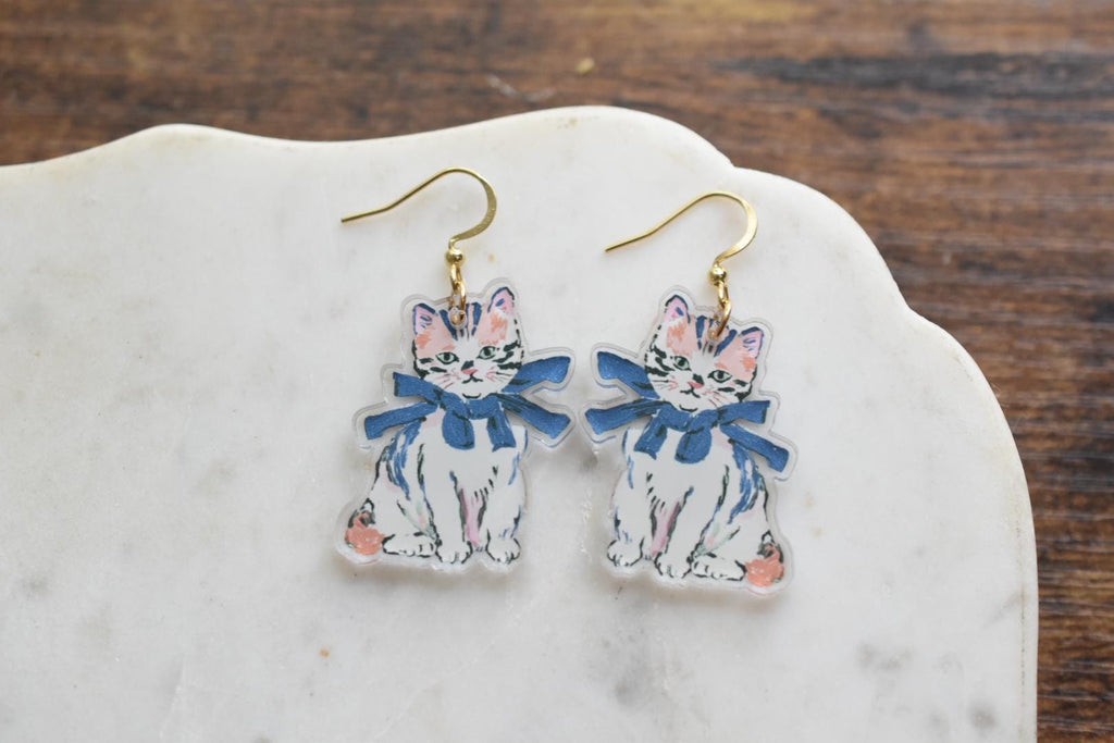 Cute Cat Whimsical Vintage Earrings