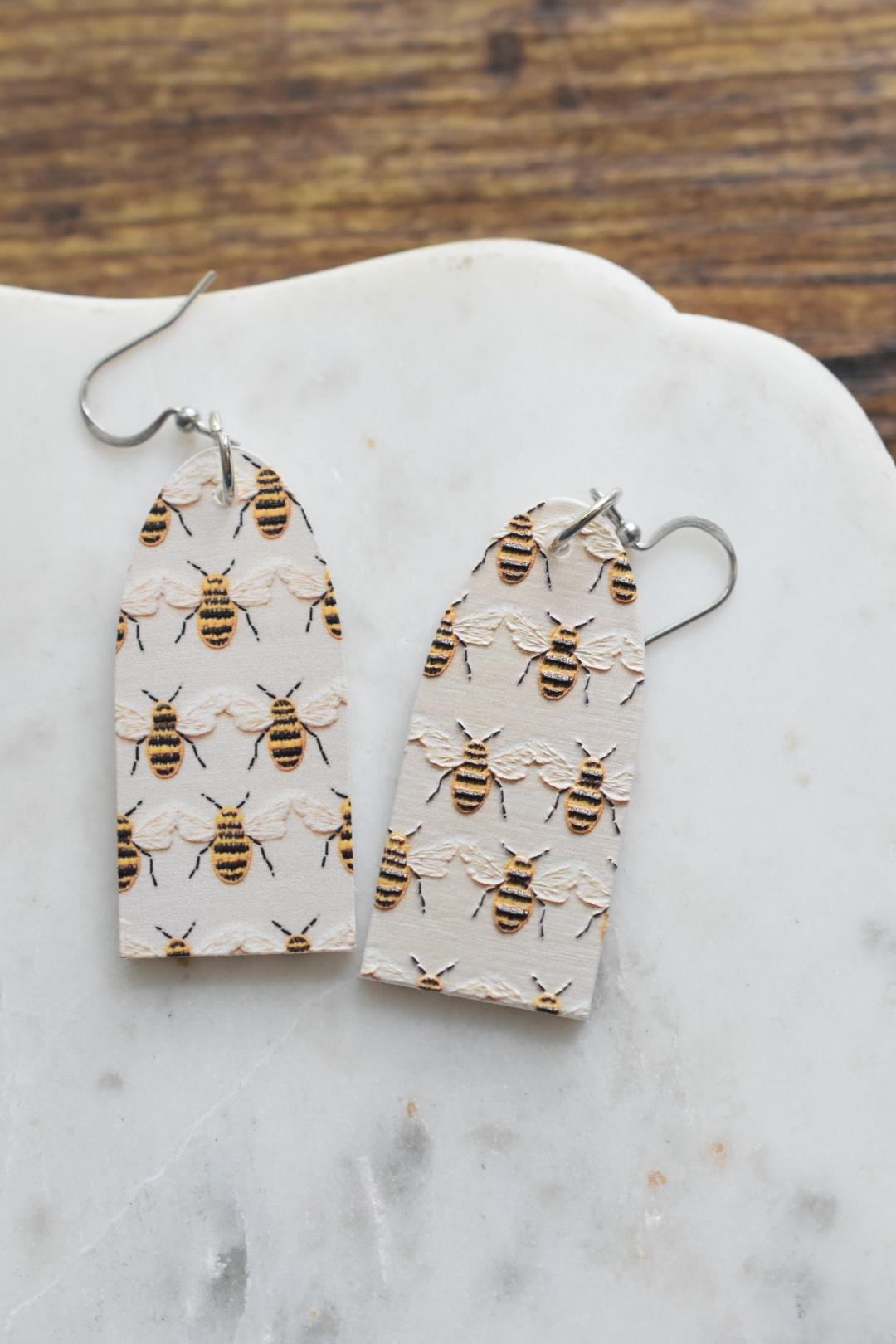 Bumblebee Embroidered Cottagecore Earrings