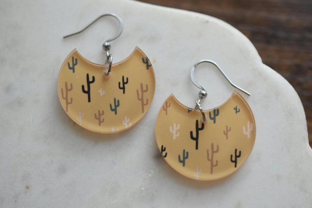 Boho Cactus Western Desert Earrings