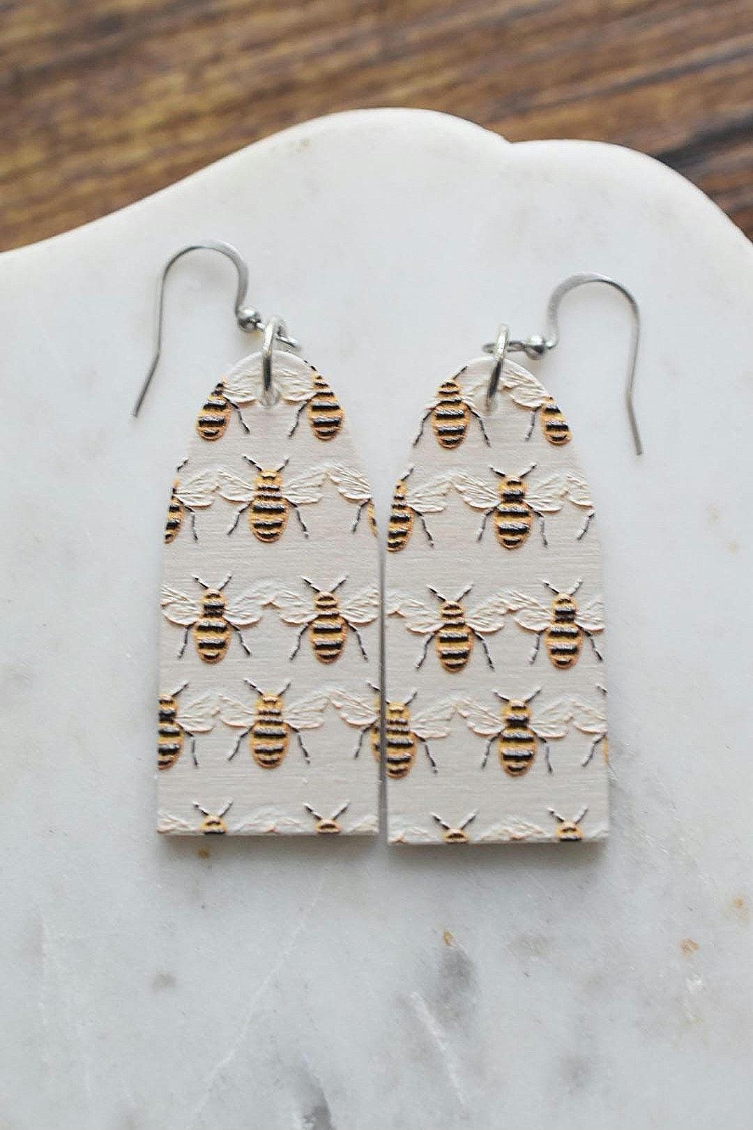 Bumblebee Embroidered Cottagecore Earrings