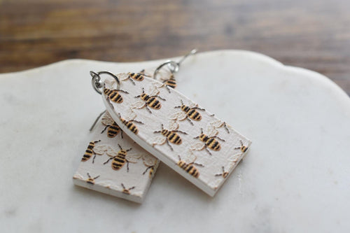 Bumblebee Embroidered Cottagecore Earrings